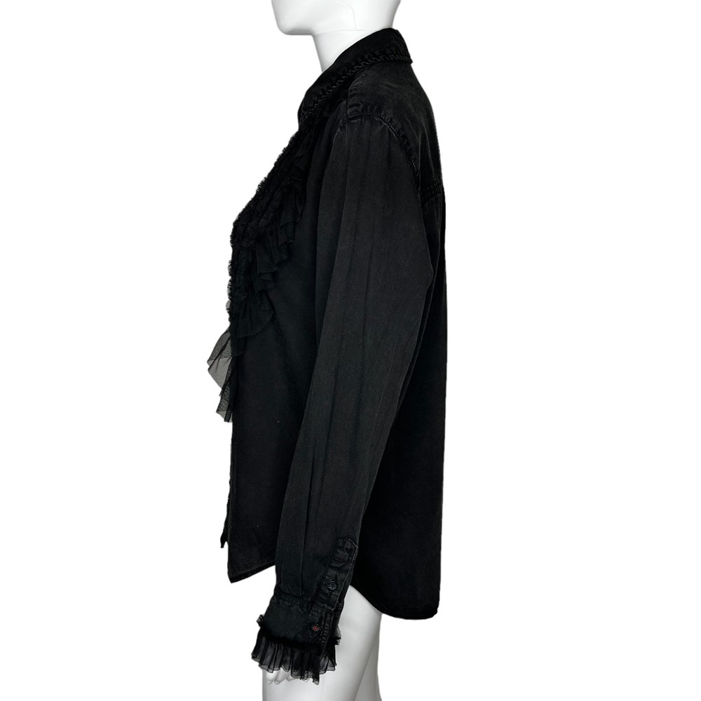 Pilcro Tulle Faded Black Collar Button Up Small - Picture 5 of 8